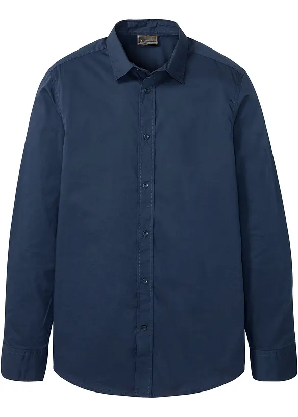 Camicia elasticizzata con cotone, slim fit, bonprix