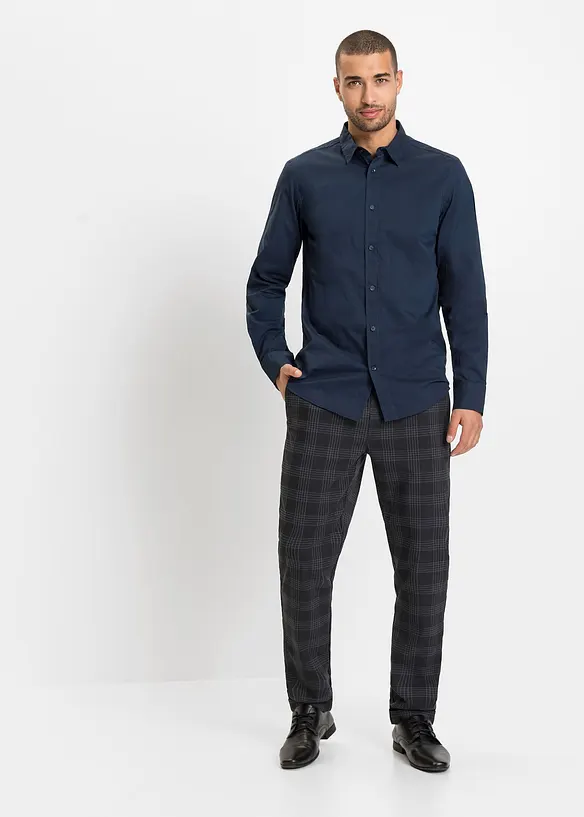 Camicia elasticizzata con cotone, slim fit, bonprix