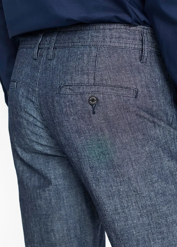 Pantaloni chino regular fit in chambray, straight, bonprix
