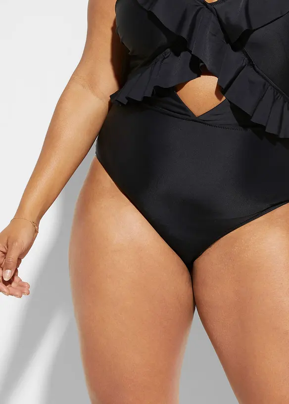 Costume intero con cut-out e volant, bonprix