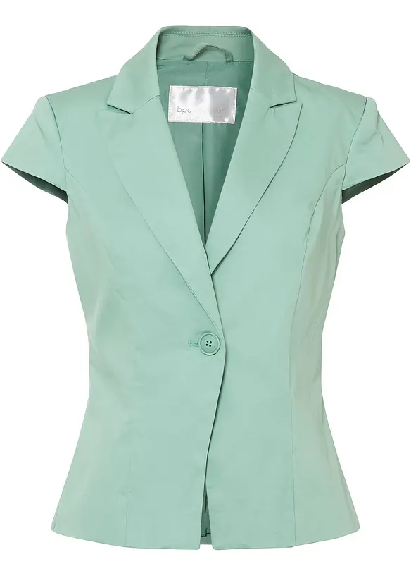 Blazer a maniche corte in satin di cotone, bonprix