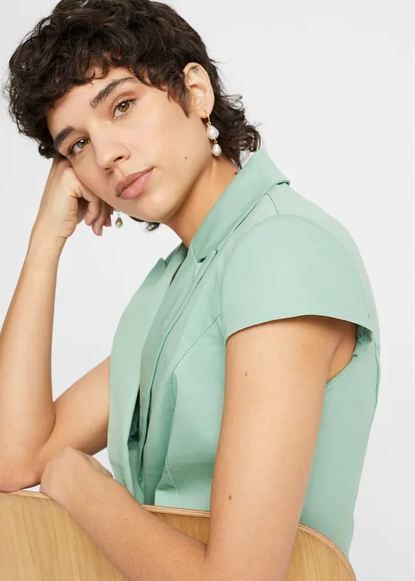 Blazer a maniche corte in satin di cotone, bonprix
