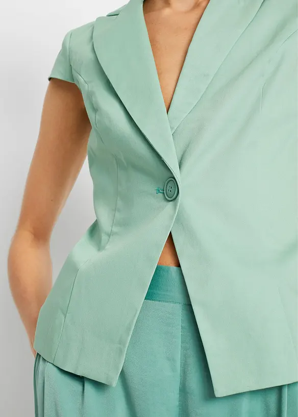 Blazer a maniche corte in satin di cotone, bonprix