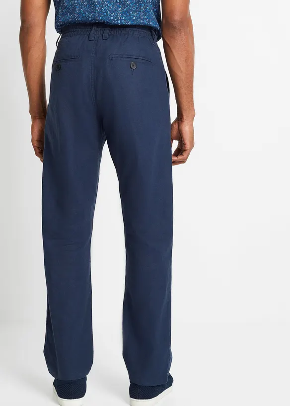 Pantaloni in misto lino con elastico in vita relaxed fit, straight, bonprix