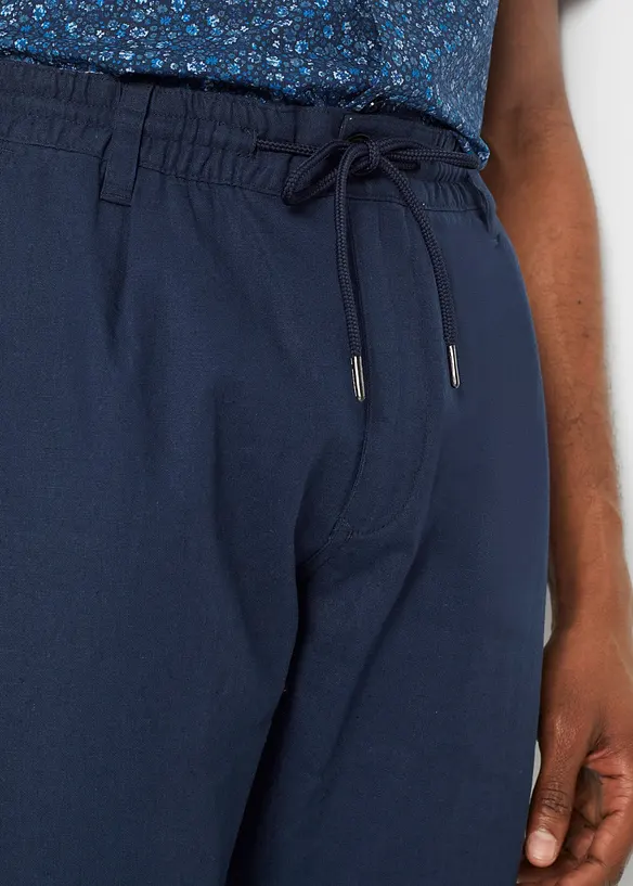 Pantaloni in misto lino con elastico in vita relaxed fit, straight, bonprix