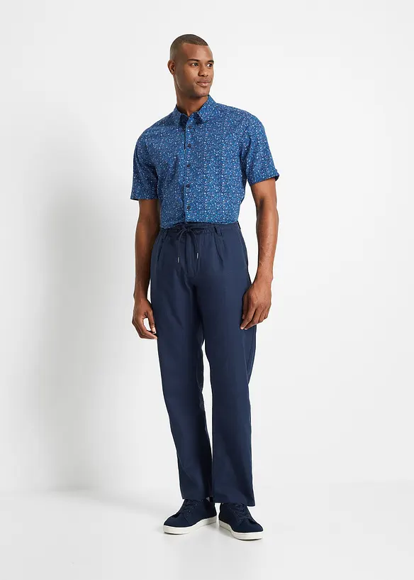 Pantaloni in misto lino con elastico in vita relaxed fit, straight, bonprix