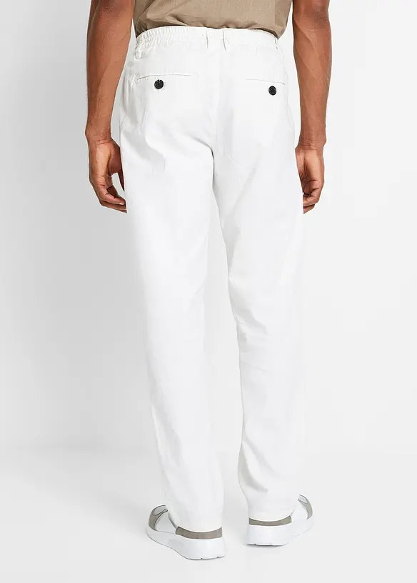 Pantaloni in misto lino con elastico in vita relaxed fit, straight, bonprix