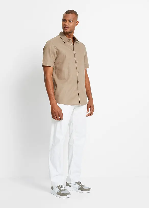 Pantaloni in misto lino con elastico in vita relaxed fit, straight, bonprix