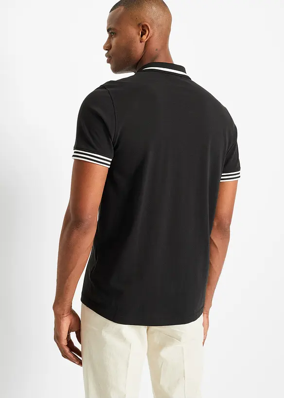 Polo in piquet di puro cotone con cerniera, bonprix