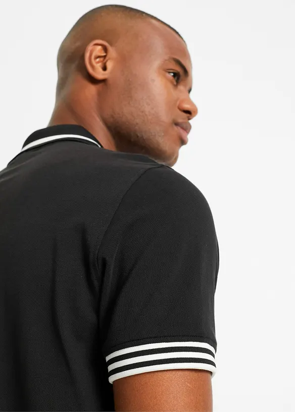Polo in piquet di puro cotone con cerniera, bonprix
