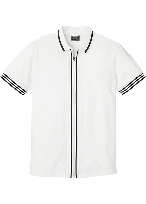 Polo in piquet di puro cotone con cerniera, bonprix