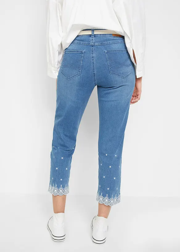 Jeans cropped straight, a vita media, bonprix