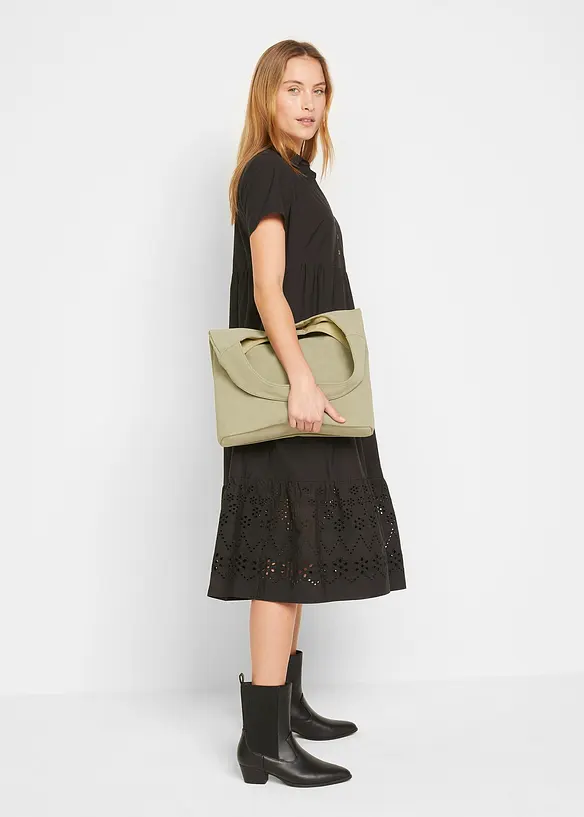 Abito tunica in puro cotone con ricamo traforato, bonprix