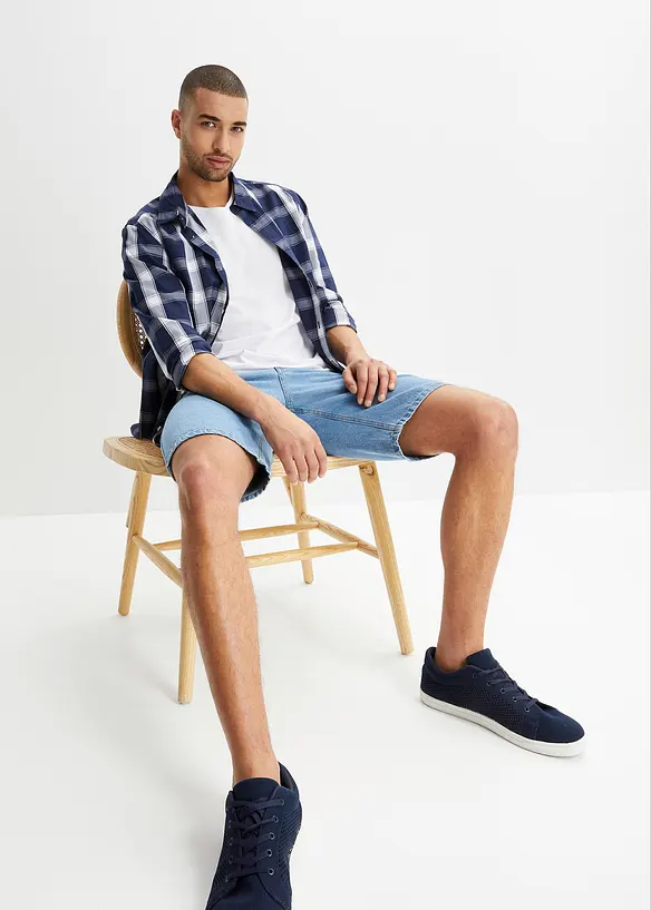 Bermuda in jeans con inserti elasticizzati ai lati, classic fit, bonprix