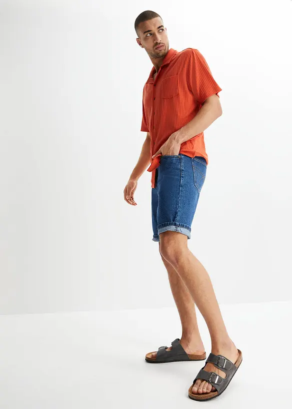 Bermuda in jeans con inserti elasticizzati ai lati, classic fit, bonprix