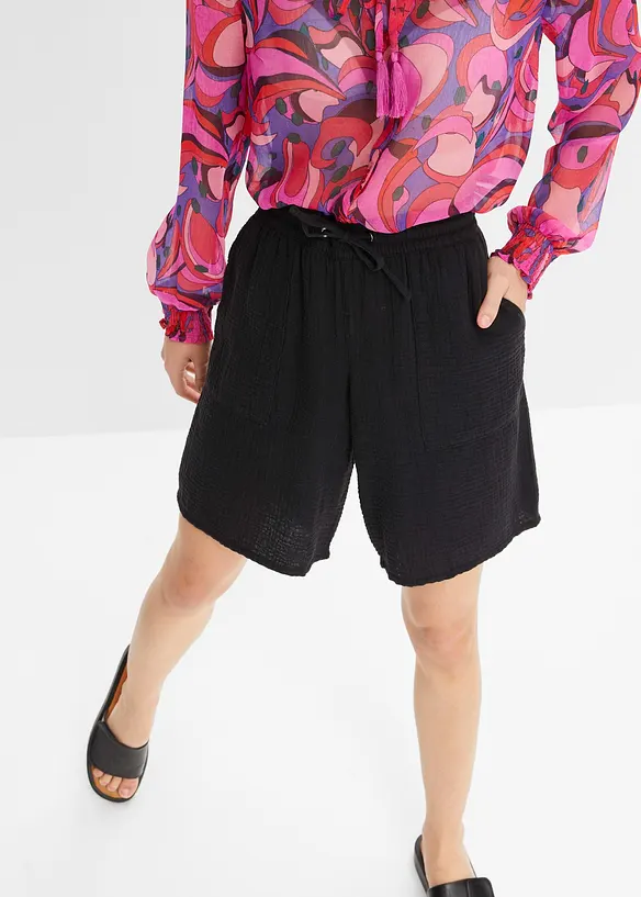 Bermuda in mussola con elastico in vita, bonprix