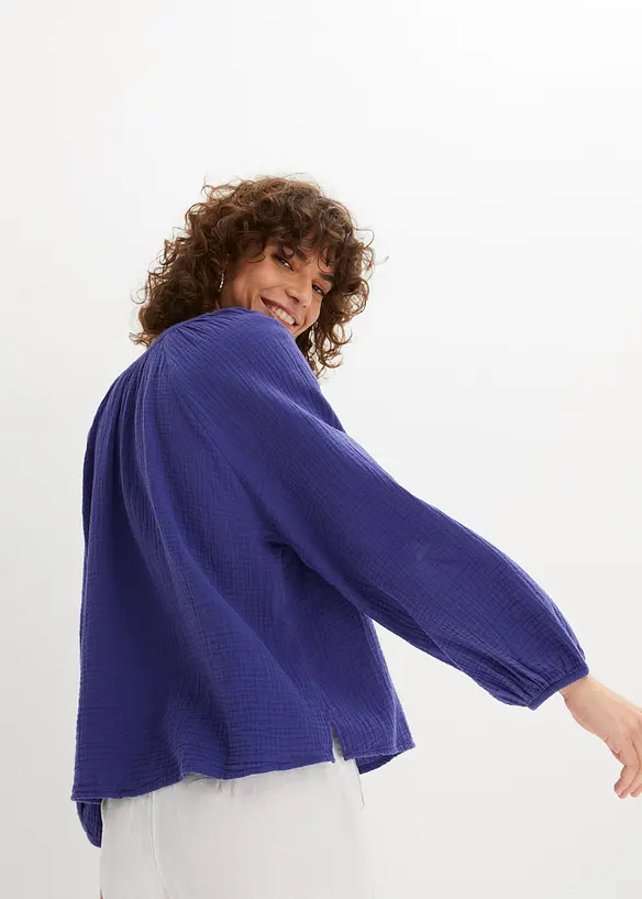Blusa oversize in mussola di cotone, bonprix