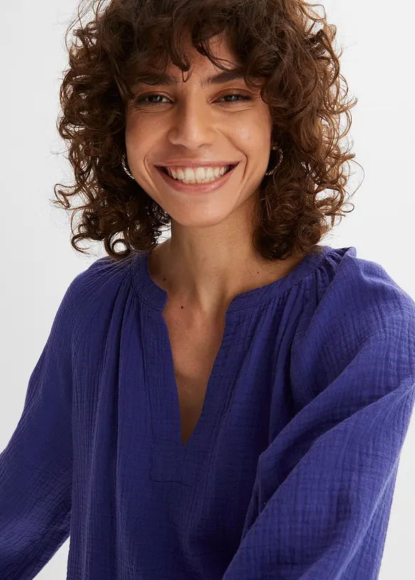 Blusa oversize in mussola di cotone, bonprix