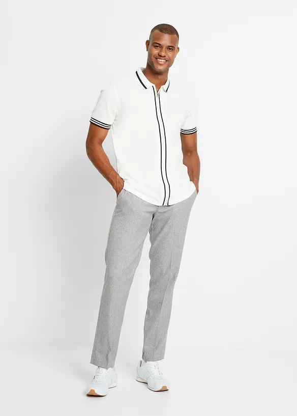 Polo in piquet di puro cotone con cerniera, bonprix