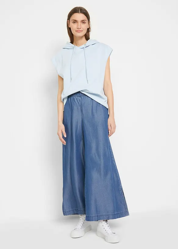 Pantaloni a palazzo cropped e fluenti con spacchi laterali, bonprix