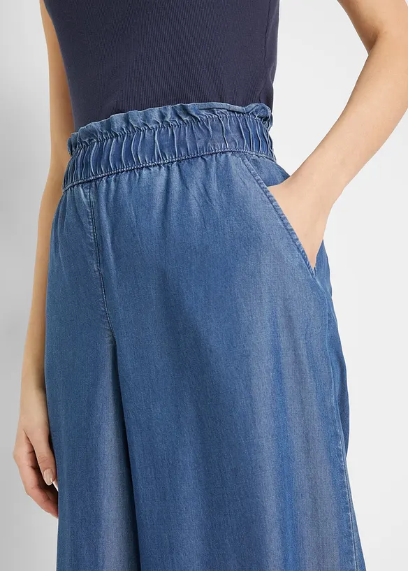 Pantaloni a palazzo cropped e fluenti con spacchi laterali, bonprix