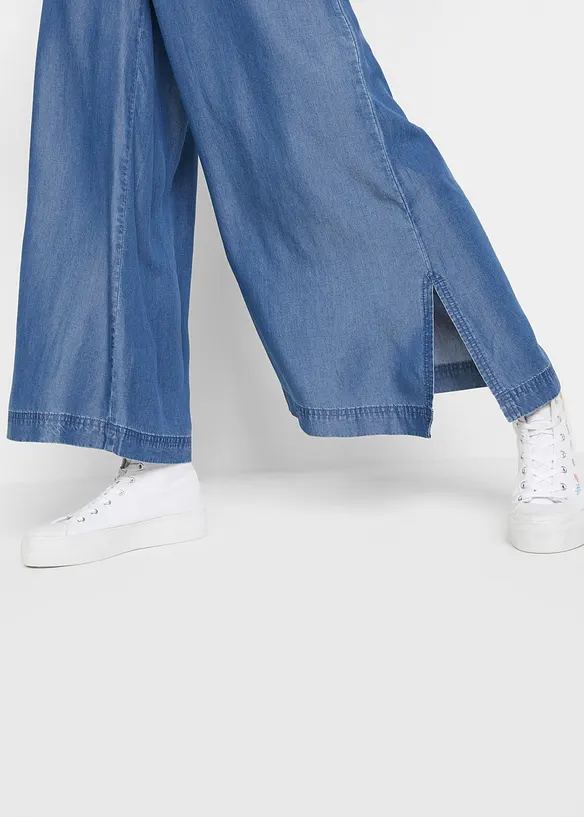 Pantaloni a palazzo cropped e fluenti con spacchi laterali, bonprix