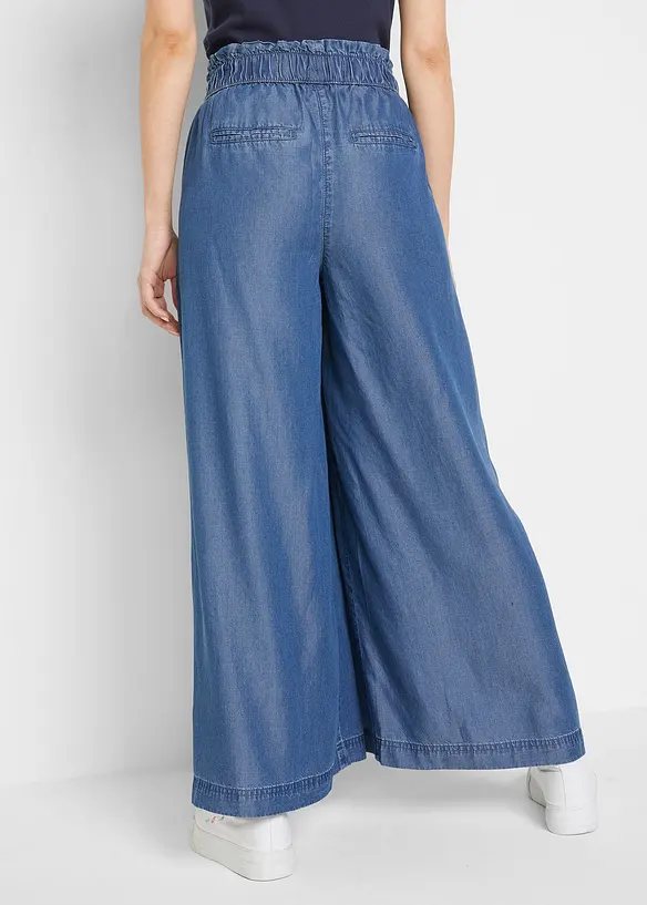 Pantaloni a palazzo cropped e fluenti con spacchi laterali, bonprix