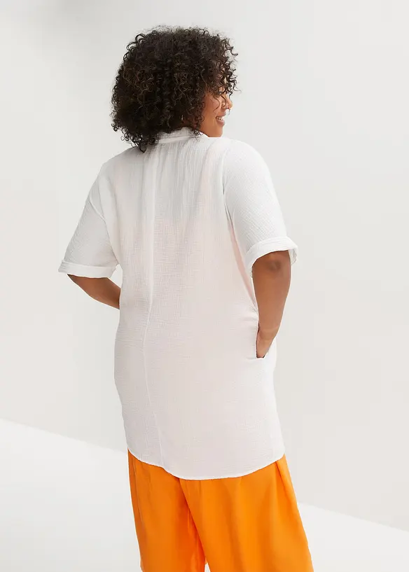 Camicia lunga oversize in mussola di cotone, bonprix