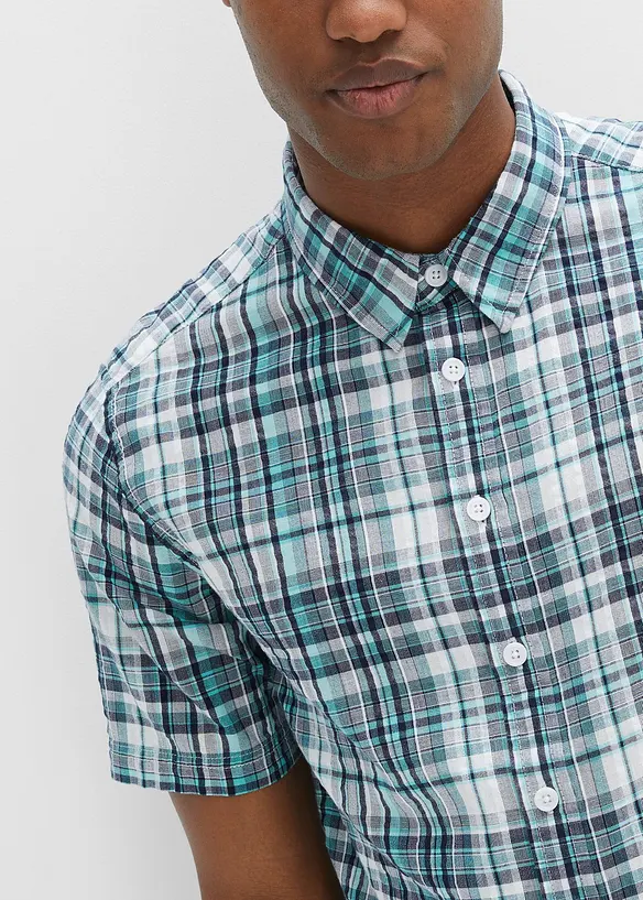 Camicia a maniche corte in seersucker di puro cotone, bonprix