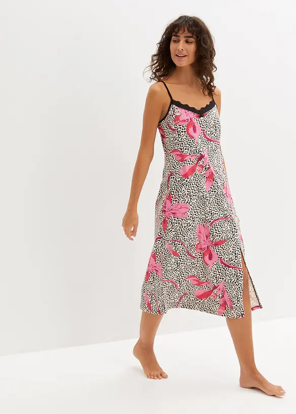 Camicia da notte lunga con pizzo discreto, bonprix