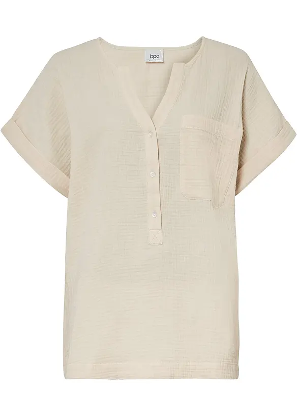 Blusa a maniche corte in mussola, bonprix