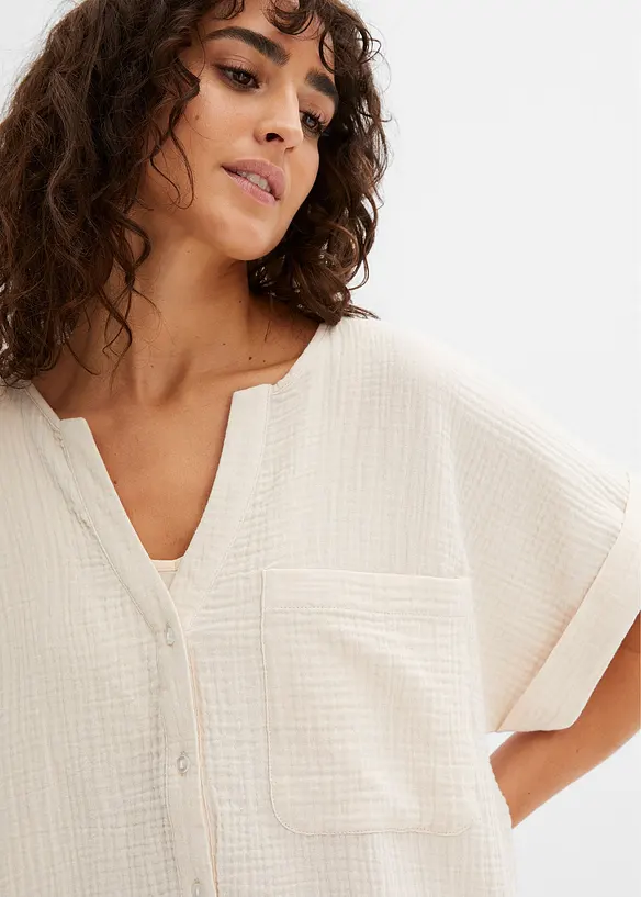 Blusa a maniche corte in mussola, bonprix
