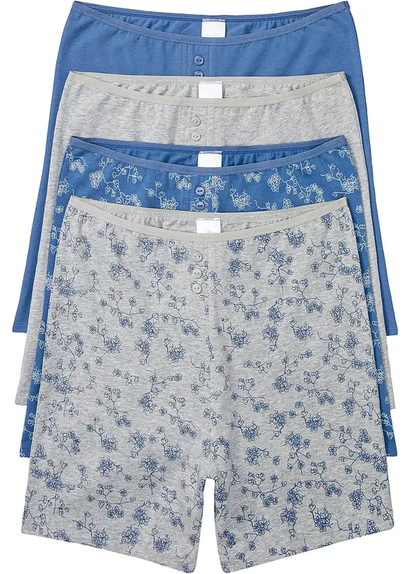 Boxer da donna aderenti lunghi a vita alta con cotone biologico (pacco da 4), bonprix