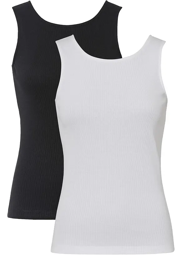 Top a costine in puro cotone biologico (pacco da 2), bonprix