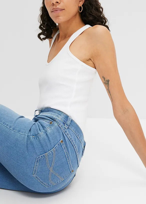 Jeans cropped straight, a vita media, bonprix