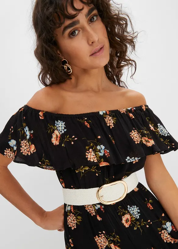 Abito fantasia con spalle scoperte, bonprix