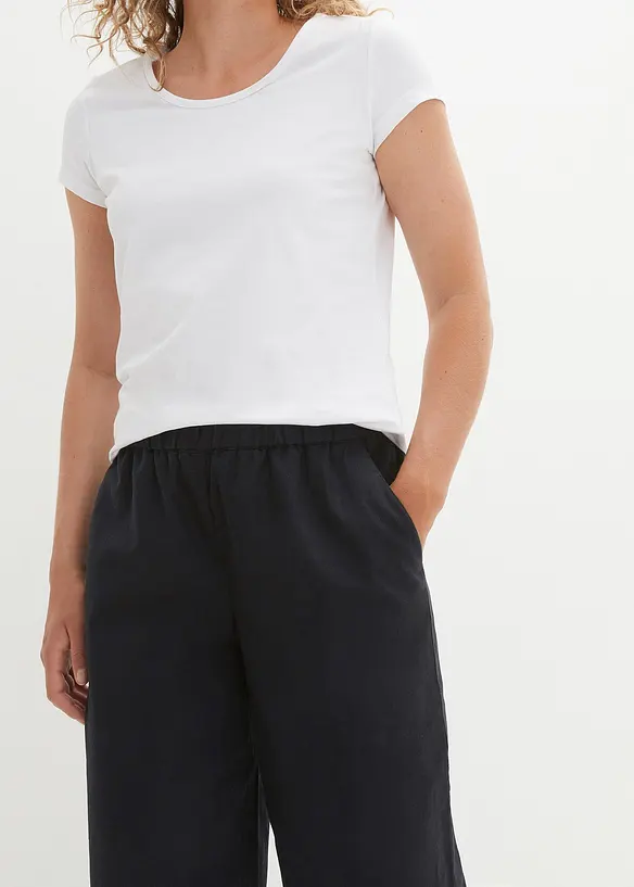 Pantaloni cropped in misto lino leggero, bonprix