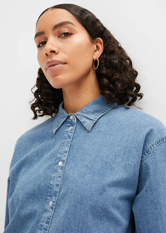Camicia di jeans elasticizzata oversize, bonprix