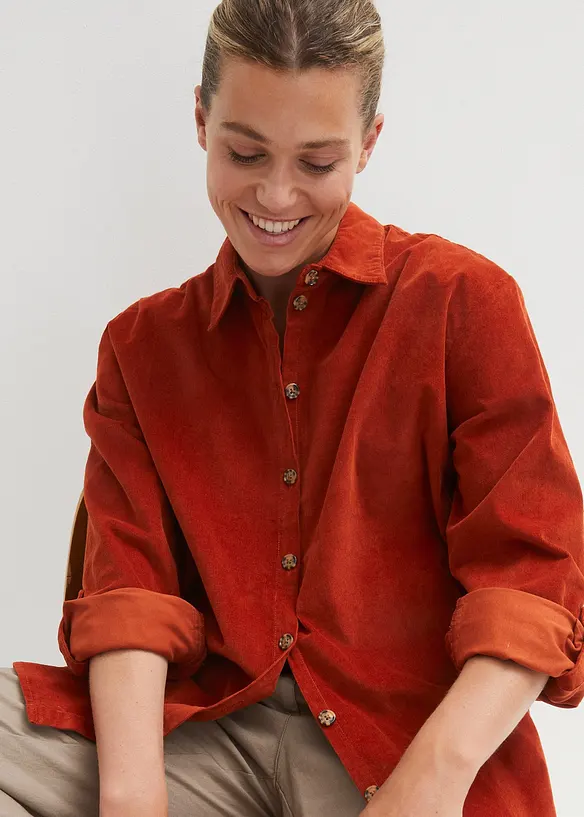 Camicia in velluto con spacchi laterali, bonprix