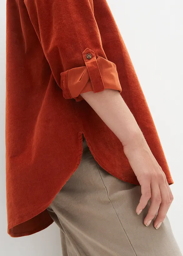 Camicia in velluto con spacchi laterali, bonprix