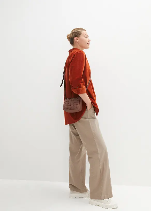 Camicia in velluto con spacchi laterali, bonprix