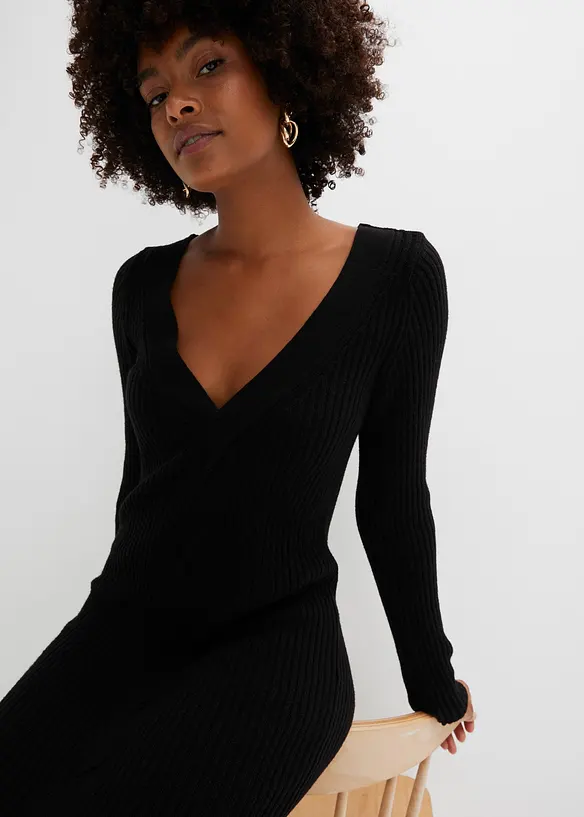 Abito in maglia aderente con dettaglio a treccia, bonprix