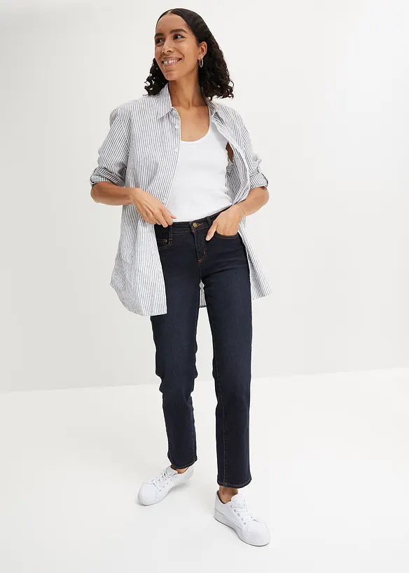 Jeans elasticizzati slim straight, vita media, bonprix
