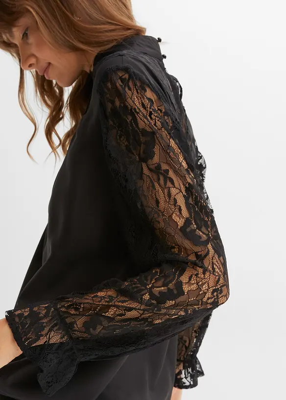 Blusa con pizzo, bonprix