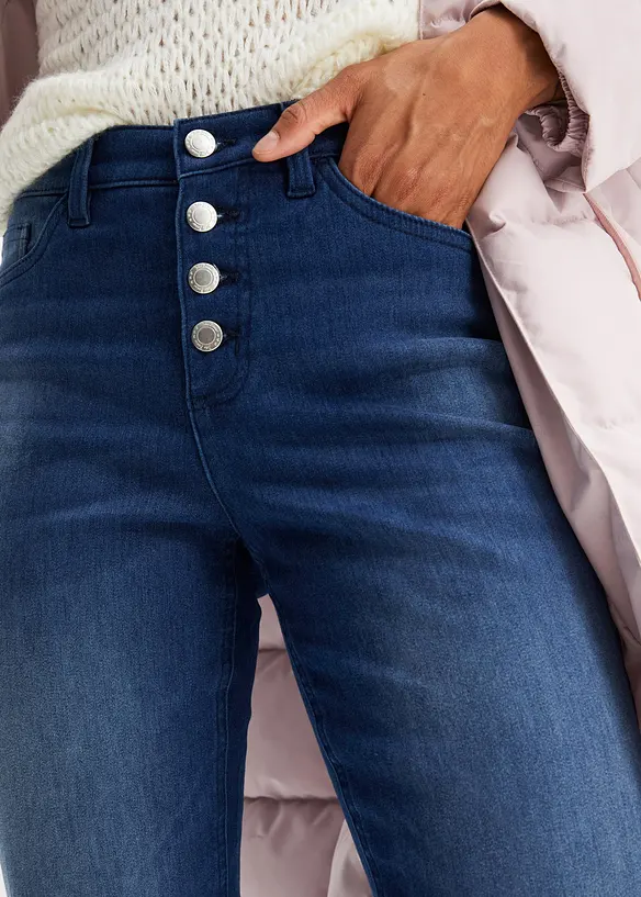 Jeans termici boyfriend con interno morbido, vita media, bonprix