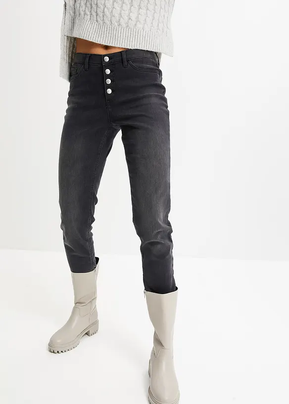 Jeans termici boyfriend con interno morbido, vita media, bonprix