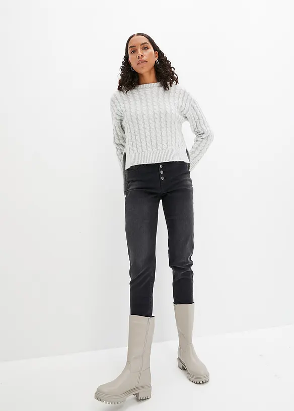 Jeans termici boyfriend con interno morbido, vita media, bonprix