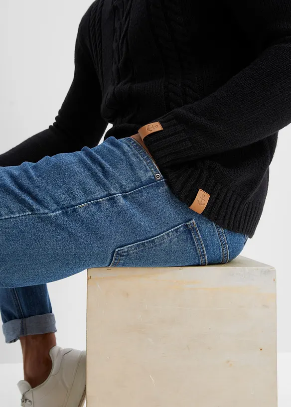 Maglione in filato grosso con zip e lavorazione a trecce, bonprix