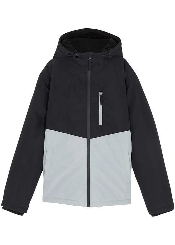 Giacca invernale impermeabile con cappuccio in color block, bonprix