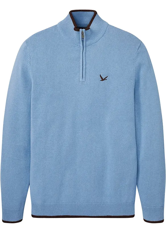 Maglione con zip e cotone riciclato, bonprix